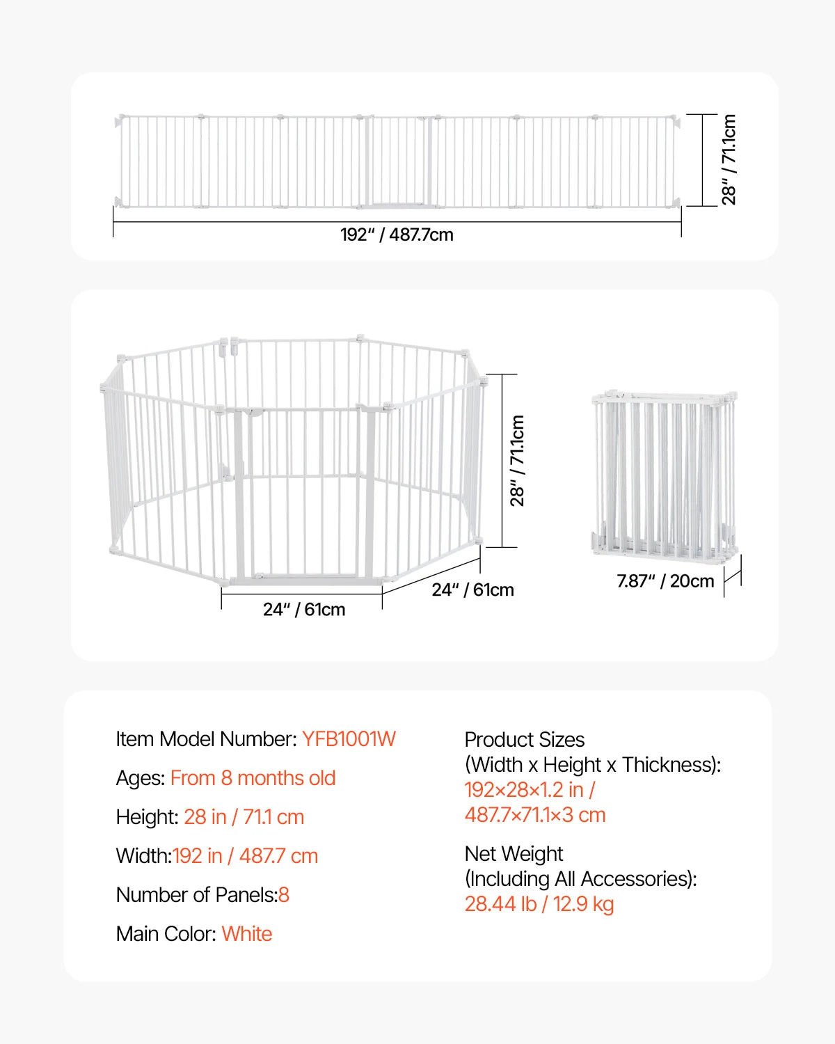 SucceBuy Pressure Mount Walk Through Baby And Pet Safety Gate