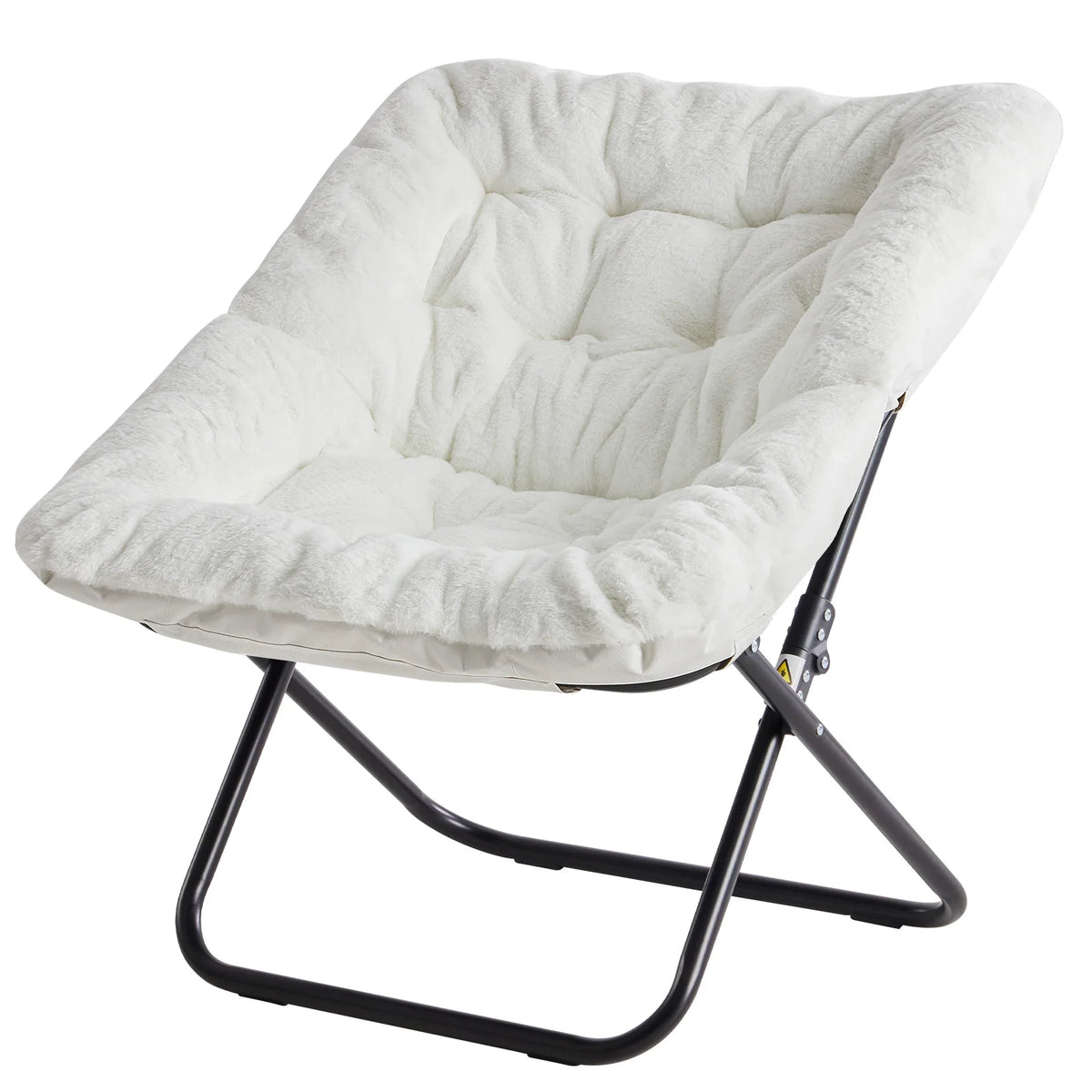 JHK Cozy Faux Fur Folding Saucer Chair With Padded Seat