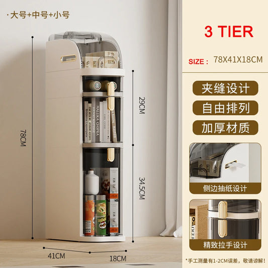 Plastic Narrow Gap Storage Cabinet With Drawer For Kitchen Bathroom