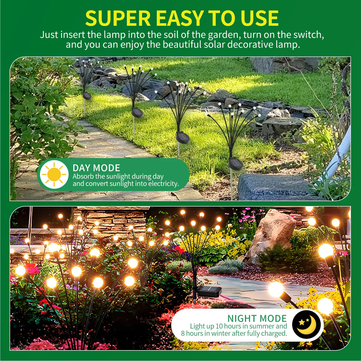 Solar LED Outdoor Garden Firefly Lights Decorative Landscape Fixtures