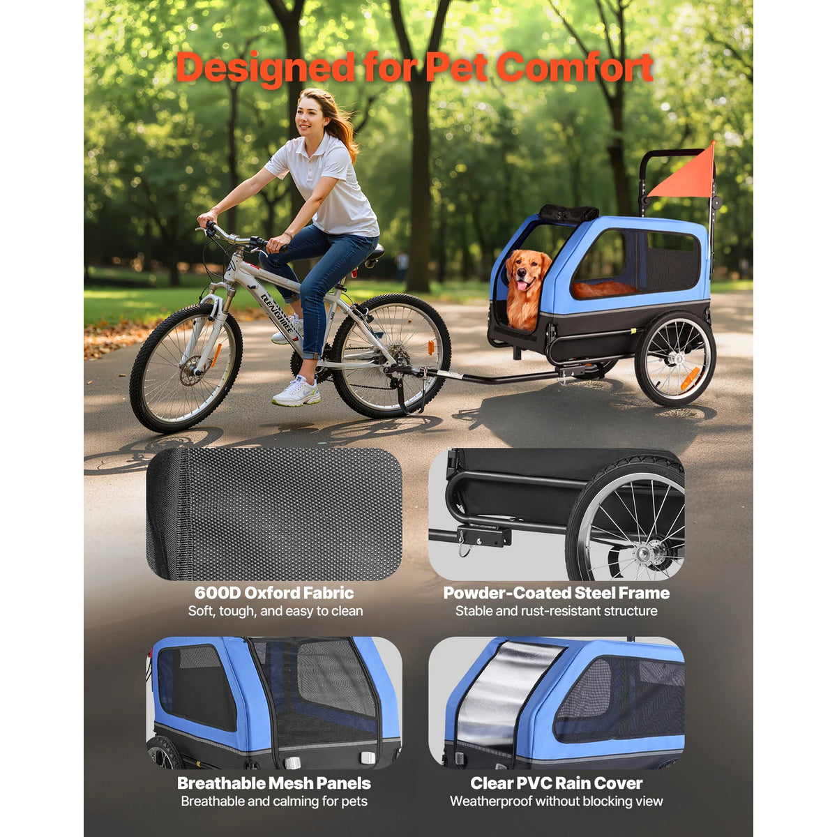 Double Function Dog Bike Trailer And Portable Pet Stroller