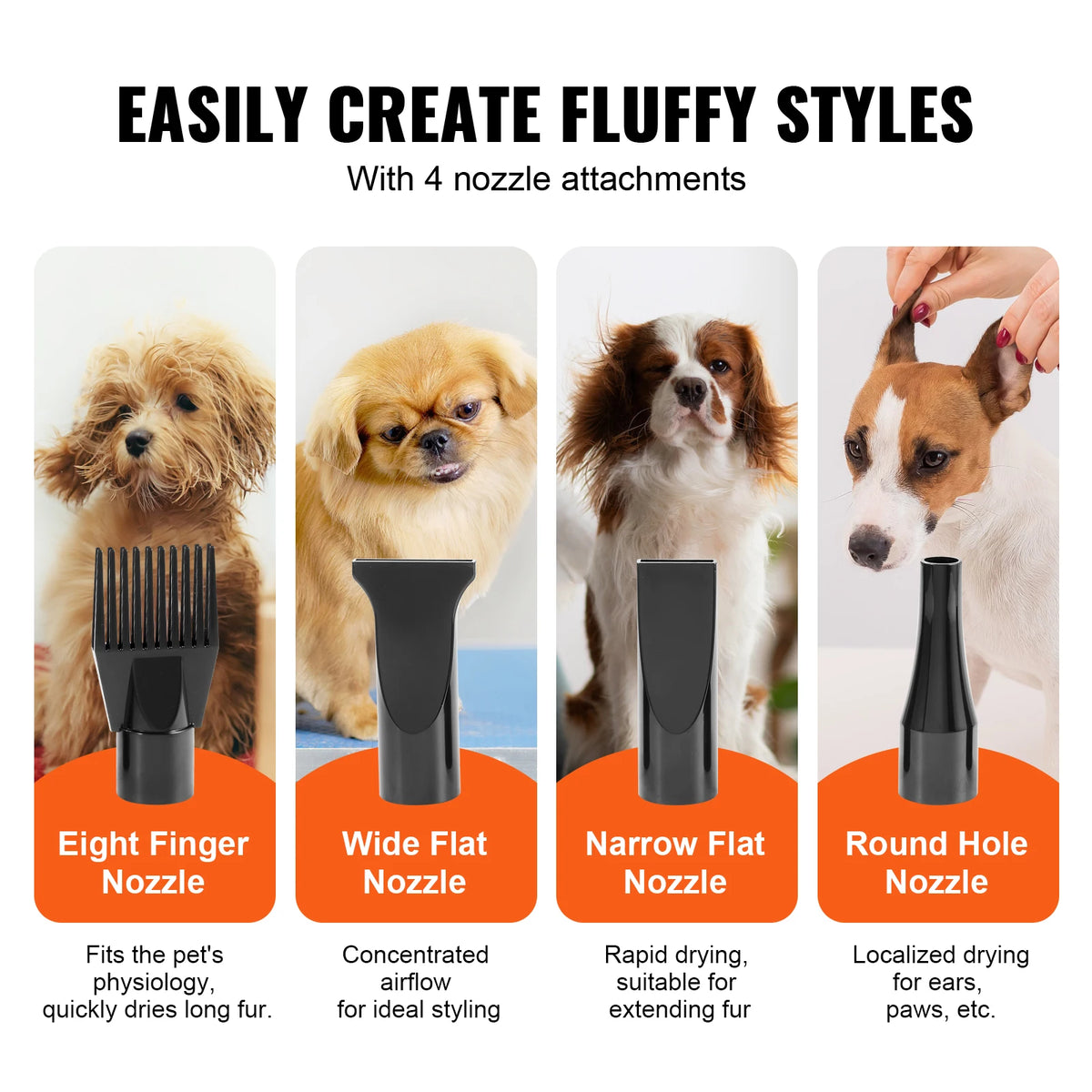 SucceBuy 2800W Pet Dog Dryer With Adjustable Settings And Attachments