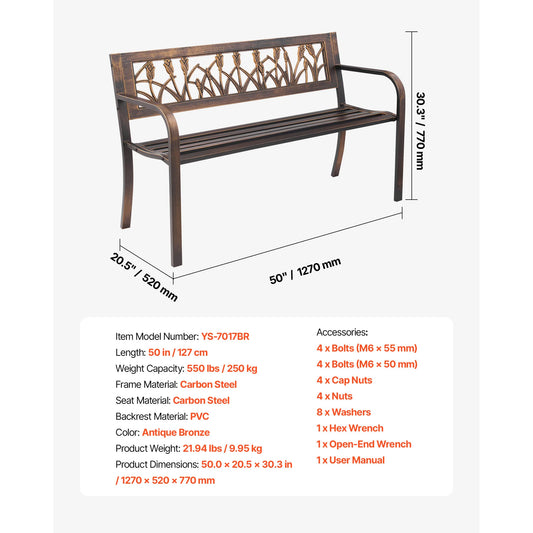 SucceBuy Heavy Duty Wooden Outdoor Garden Bench For Patio