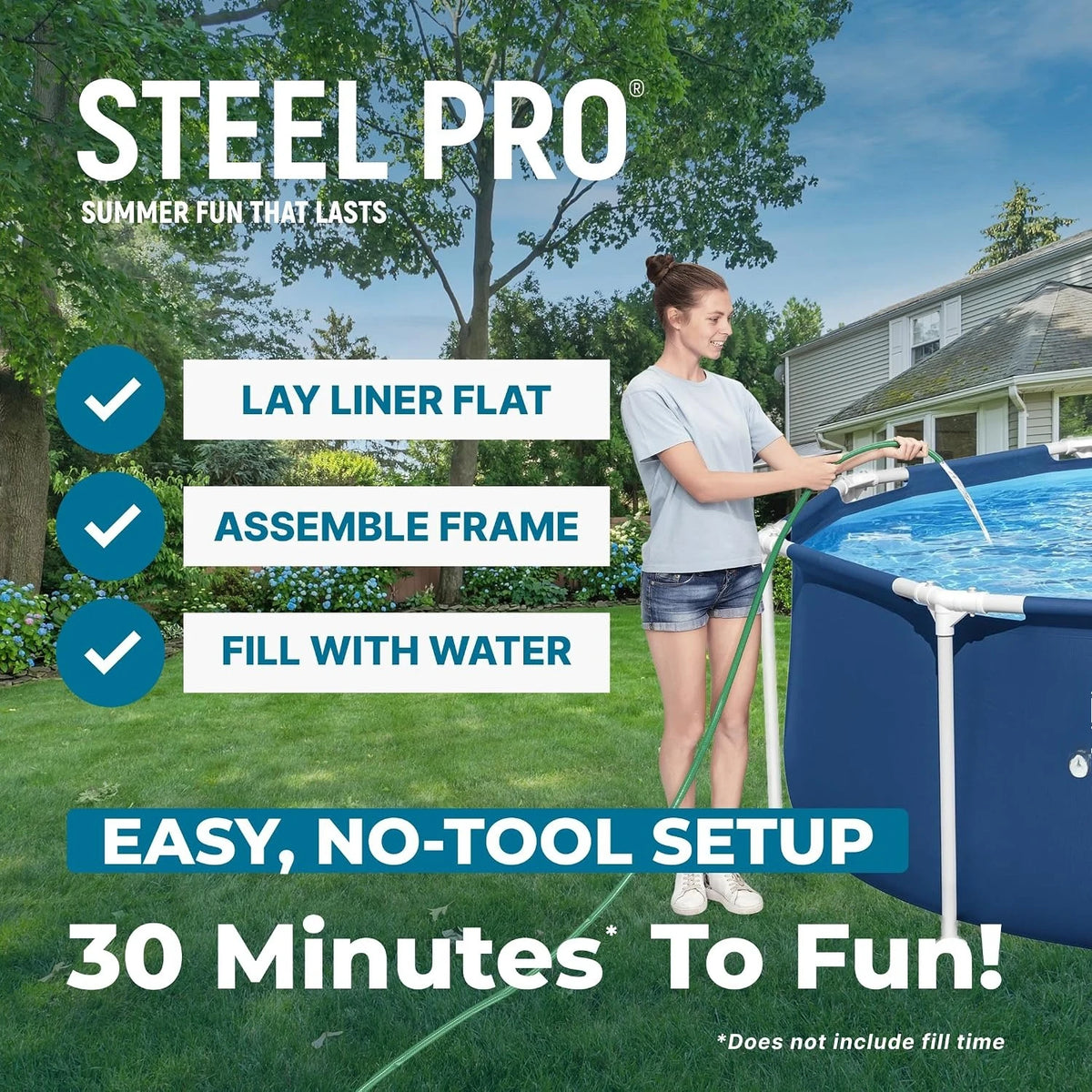 Round Frame Above Ground Pool Set With 330 Gph Filter Pump