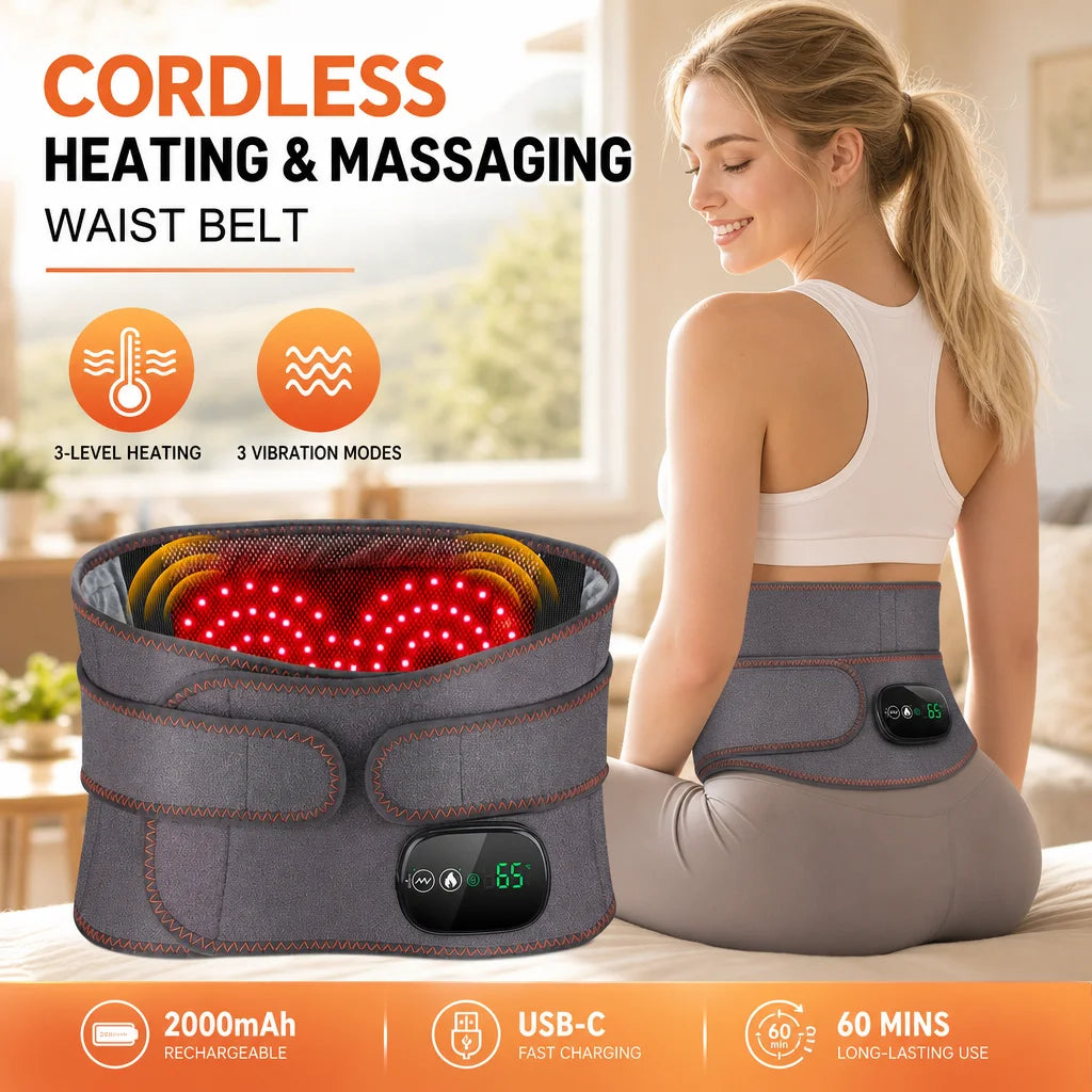 Hailicare Rechargeable Heated Waist Belt With Vibration And Three Heat Settings