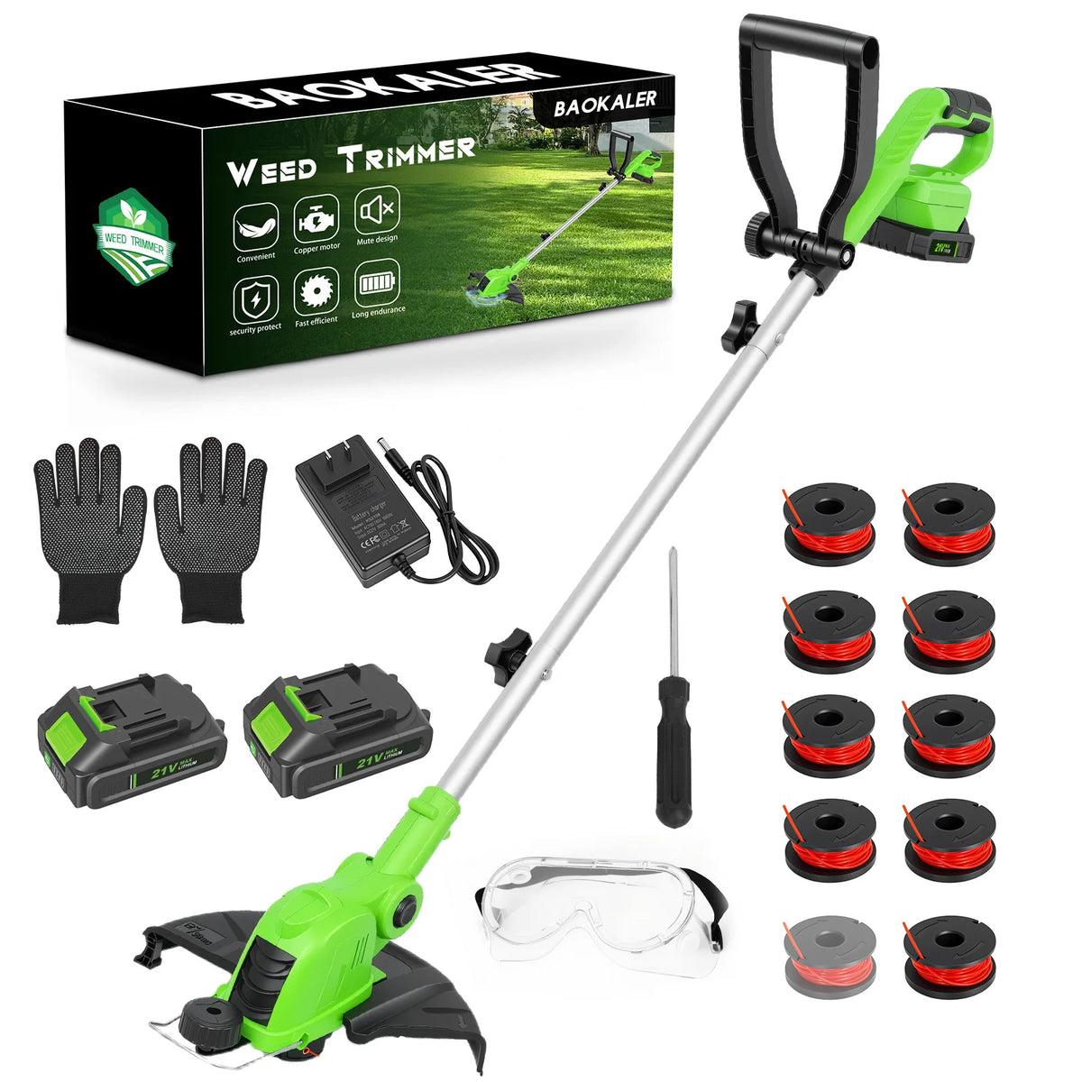 Cordless 3-in-1 String Trimmer and Lawn Edger with Battery Charger