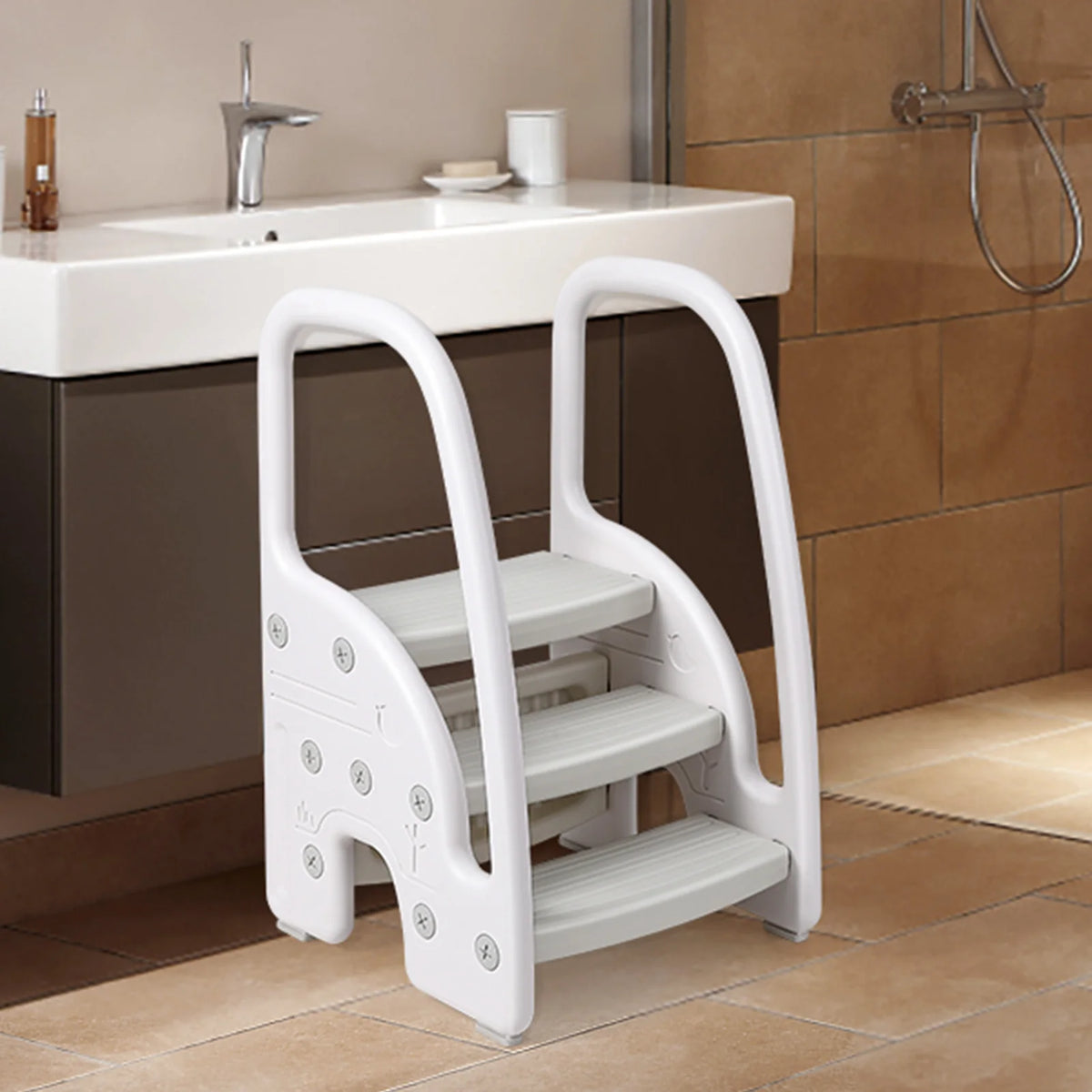 toddler step stool with secure handles