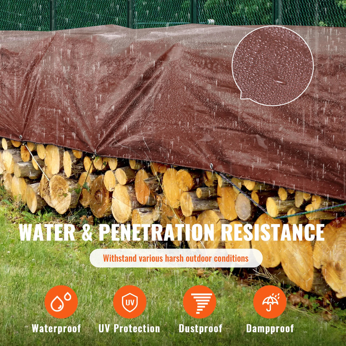 SucceBuy Heavy Duty Waterproof Tarpaulin With Aluminum Grommets