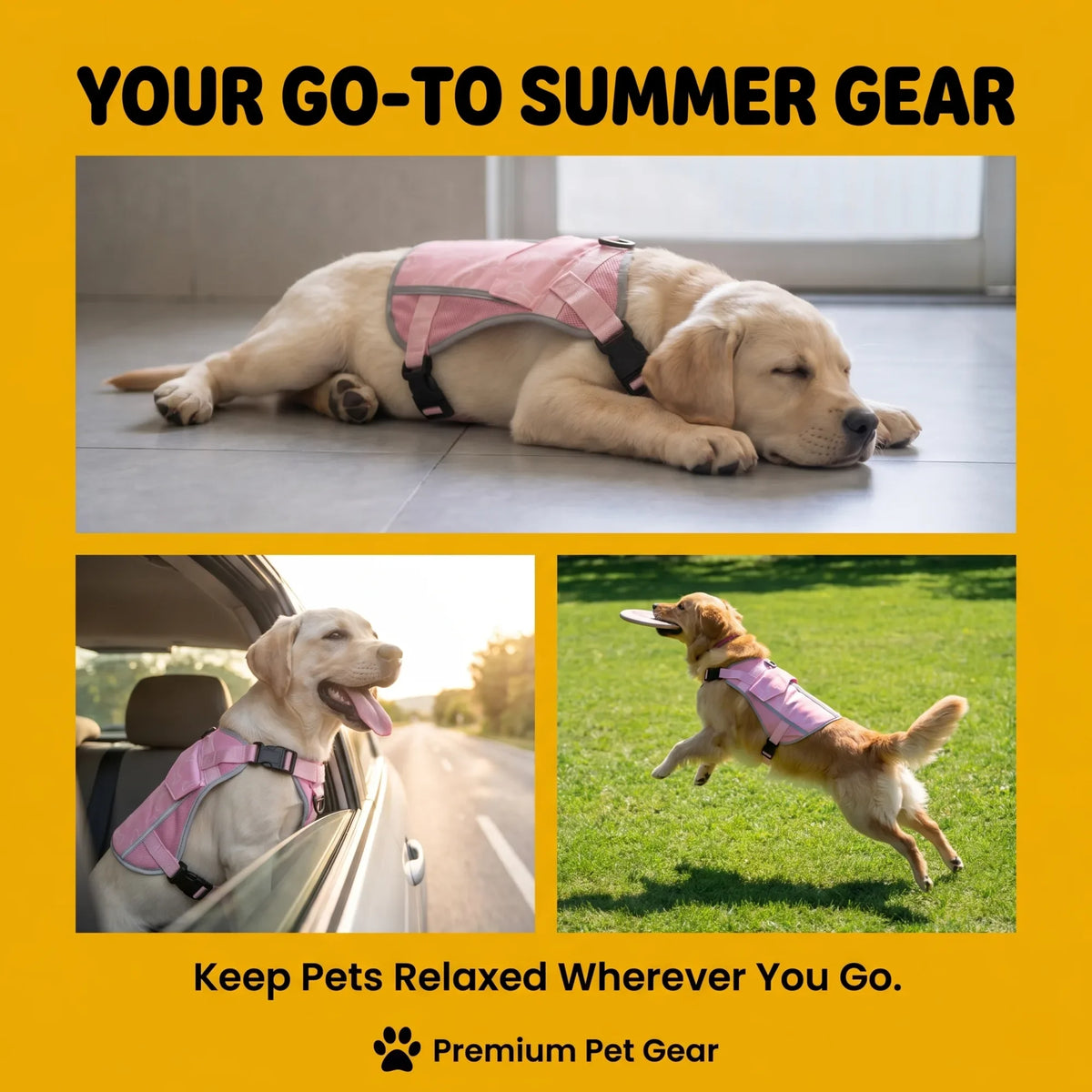 Adjustable Dog Cooling Vest Harness With Removable Gel Packs