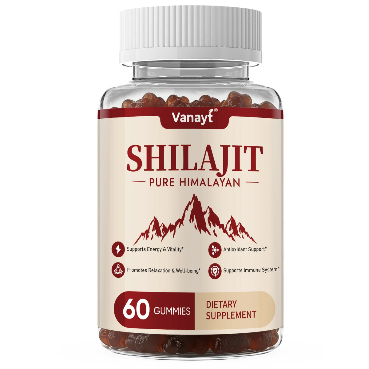 Vanayt Pure Himalayan Shilajit Gummies With Ashwagandha Ginger Supplement