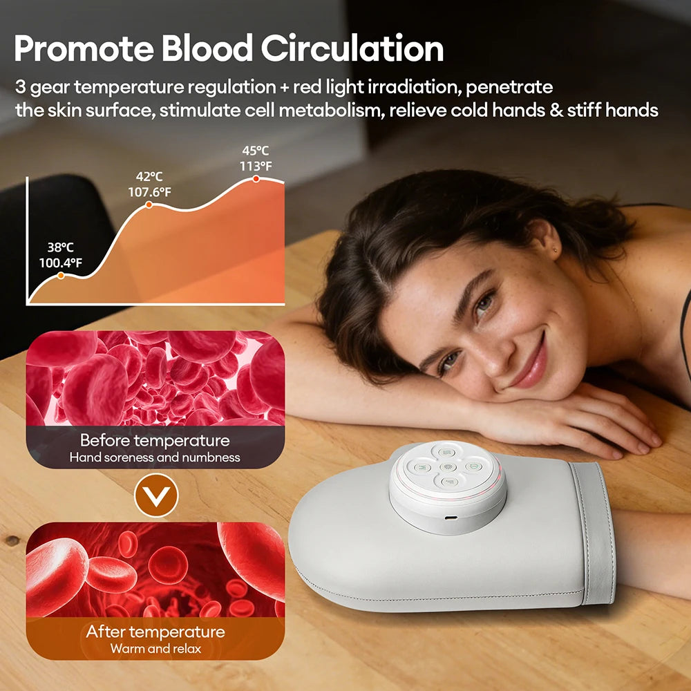 Wireless Air Compression Hand Massager With Red Light Therapy