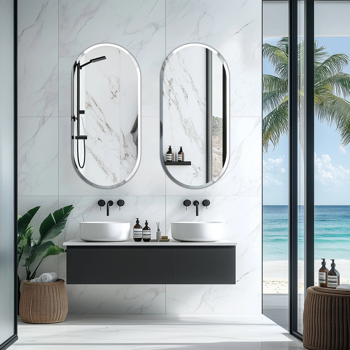 oval bathroom wall mirror beveled edges