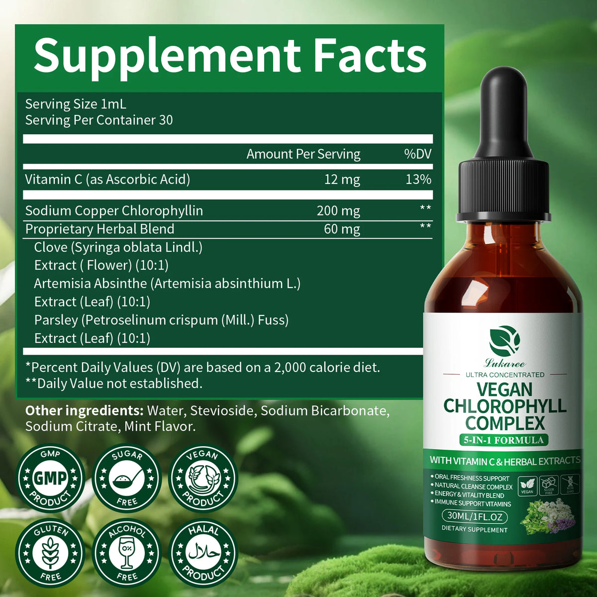 Lukaree Chlorophyll Liquid Drops Supports Natural Cleansing And Immunity