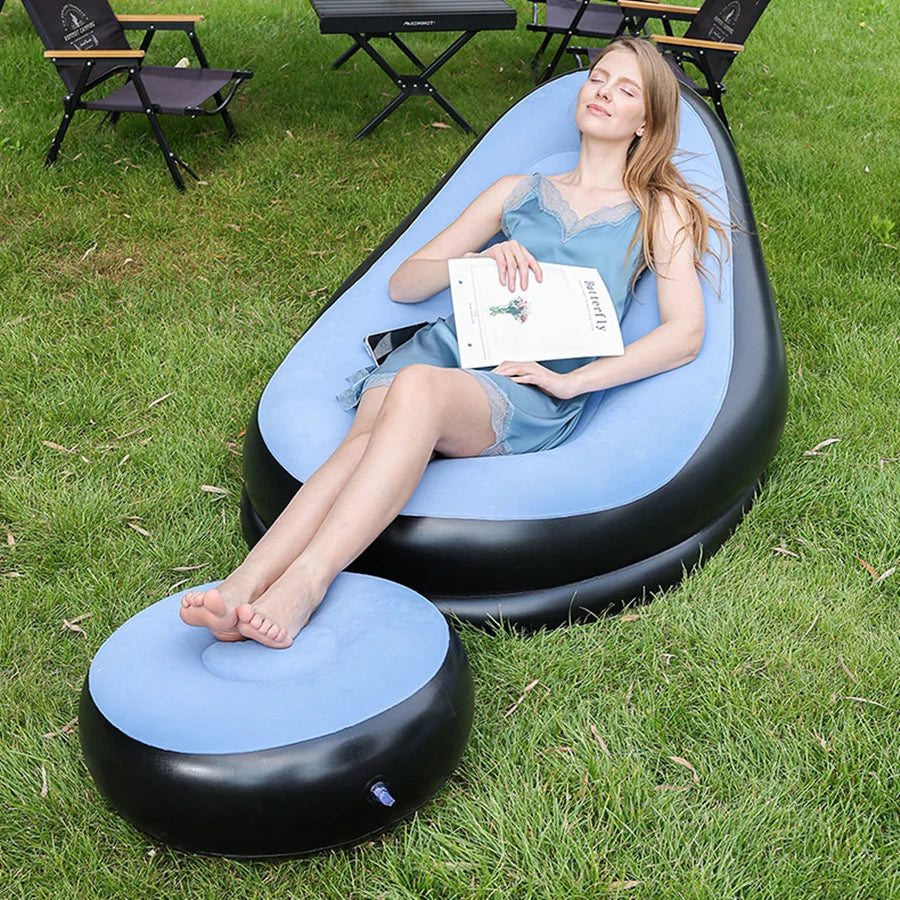 Azulblanco Inflatable Lazy Couch Sofa Bed Foldable Outdoor Recliner Chair