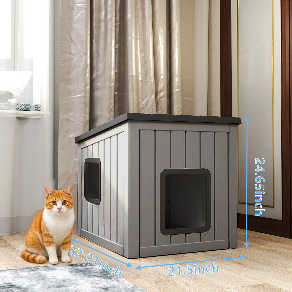 Waterproof Plastic Outdoor Pet Cabin With Sloped Roof