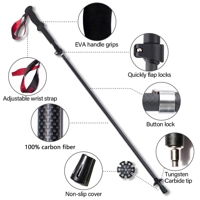 Okhealing Ultralight Carbon Fiber Trekking Poles For Hiking And Climbing