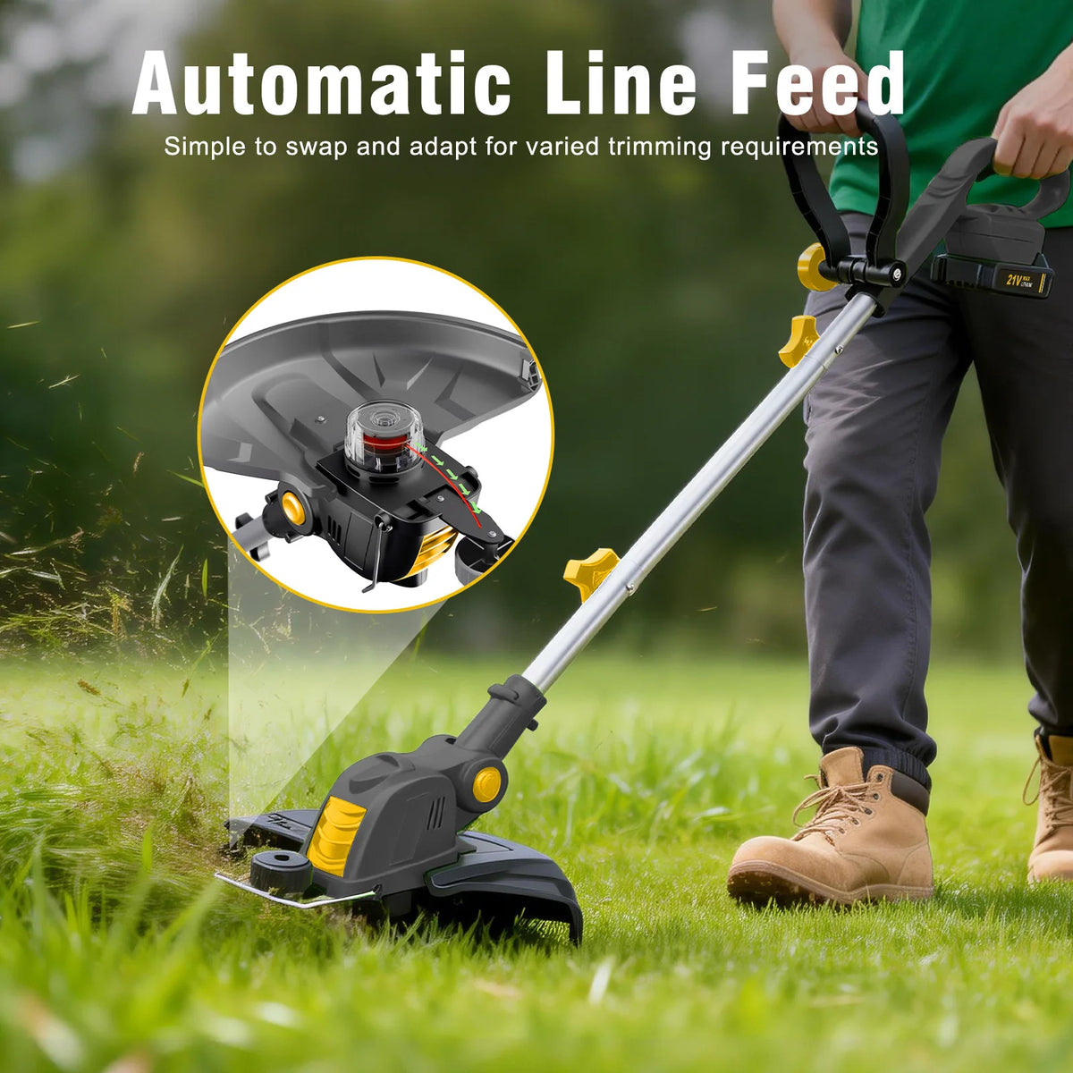 Cordless 3-in-1 String Trimmer and Lawn Edger with Battery Charger