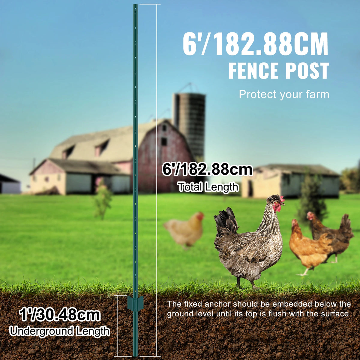 SucceBuy Heavy Duty Carbon Steel T Post Fence Stakes