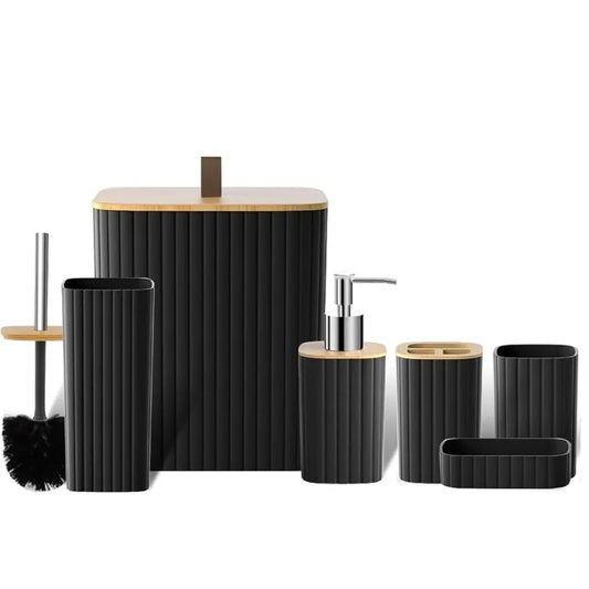 Bathroom Accessory Set With Toilet Brush, Trash Can, Soap Dispenser