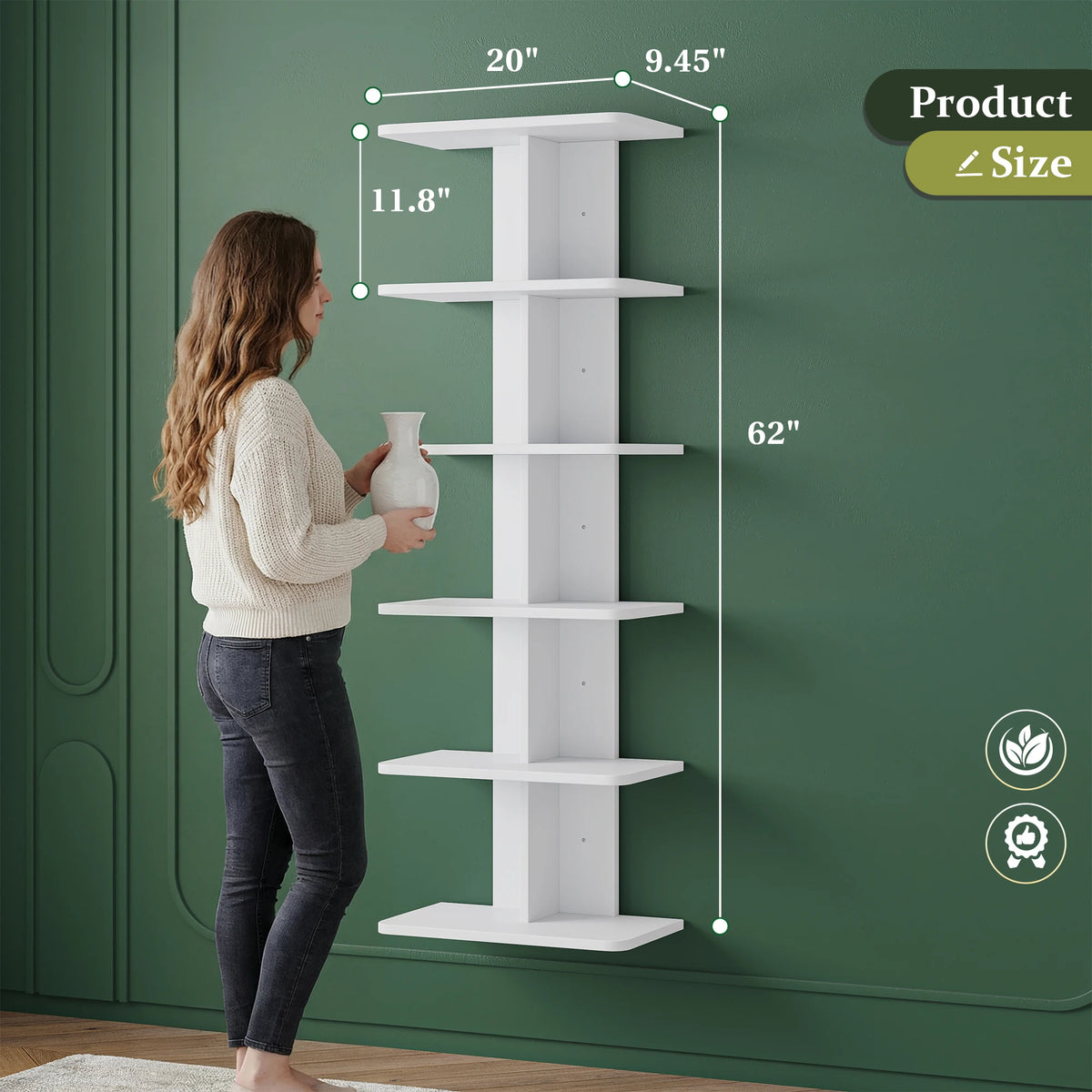 Raybee Vertical Wall Column Shelf Organizer For Modern Home Storage
