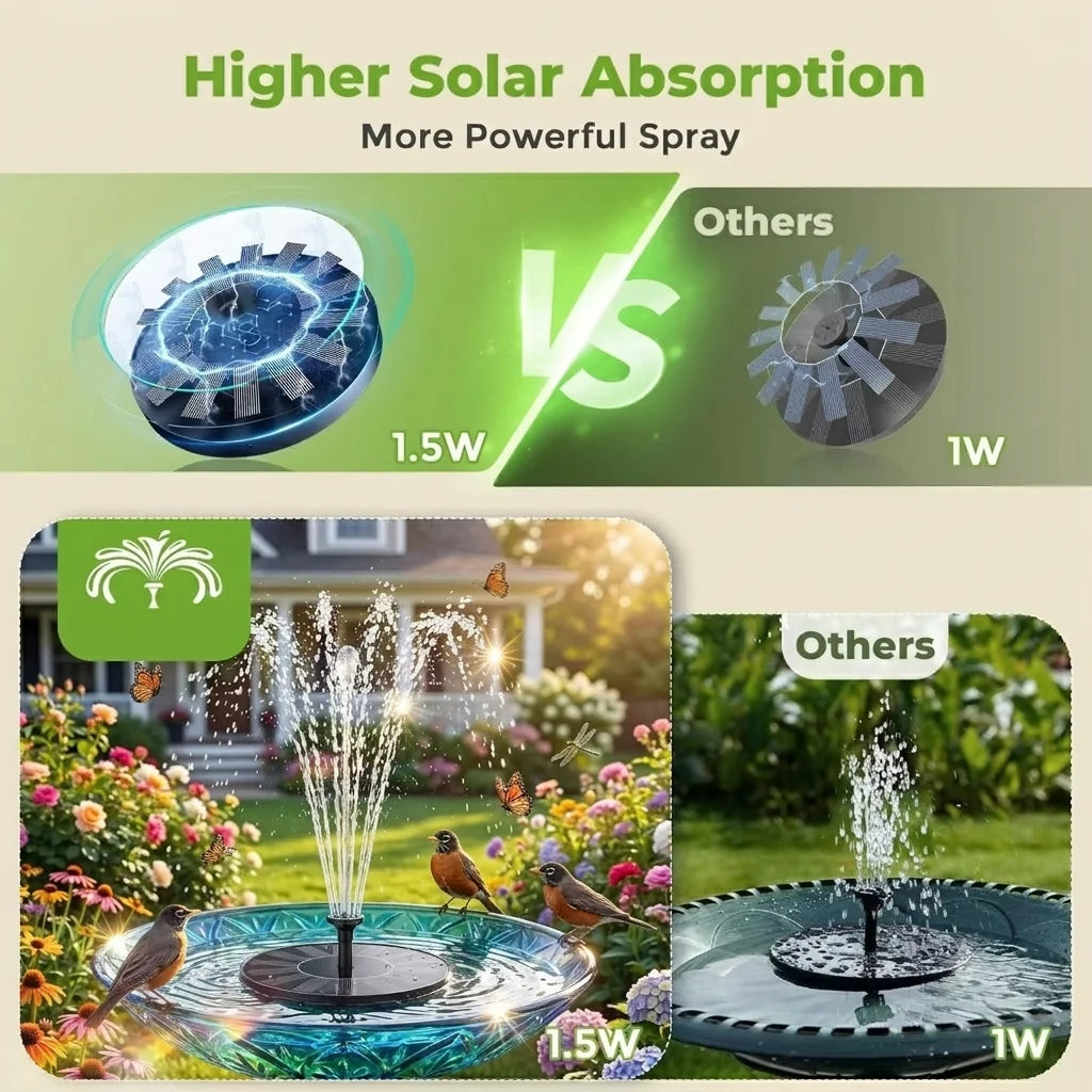 Floating Solar Fountain With 6 Nozzles For Garden Pond Decor