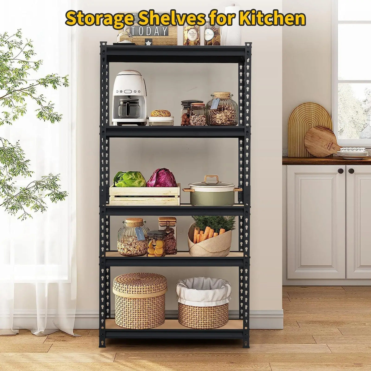 HiMiss 5 Tier Heavy Duty Adjustable Metal Storage Shelving Rack