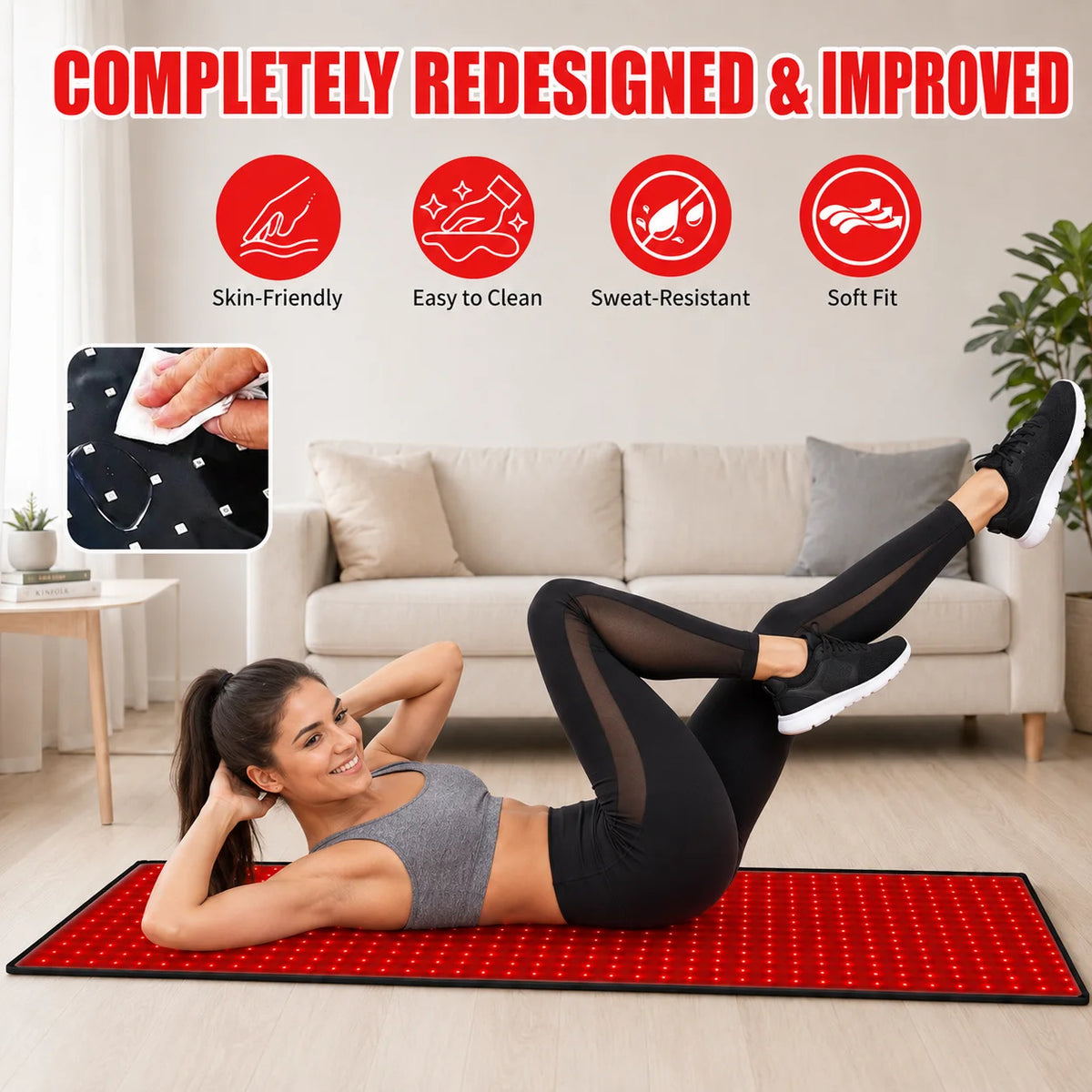 Red Light Therapy Mat 660Nm 850Nm Adjustable Timer Intensity