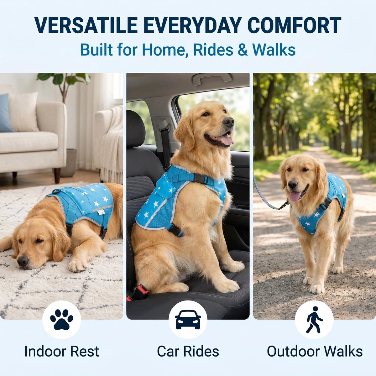 Adjustable Dog Cooling Vest Harness With Removable Gel Packs