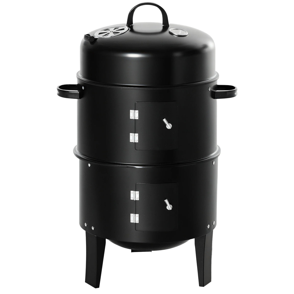 Outsunny 3-in-1 Outdoor Charcoal Barbecue Smoker Grill With Thermometer