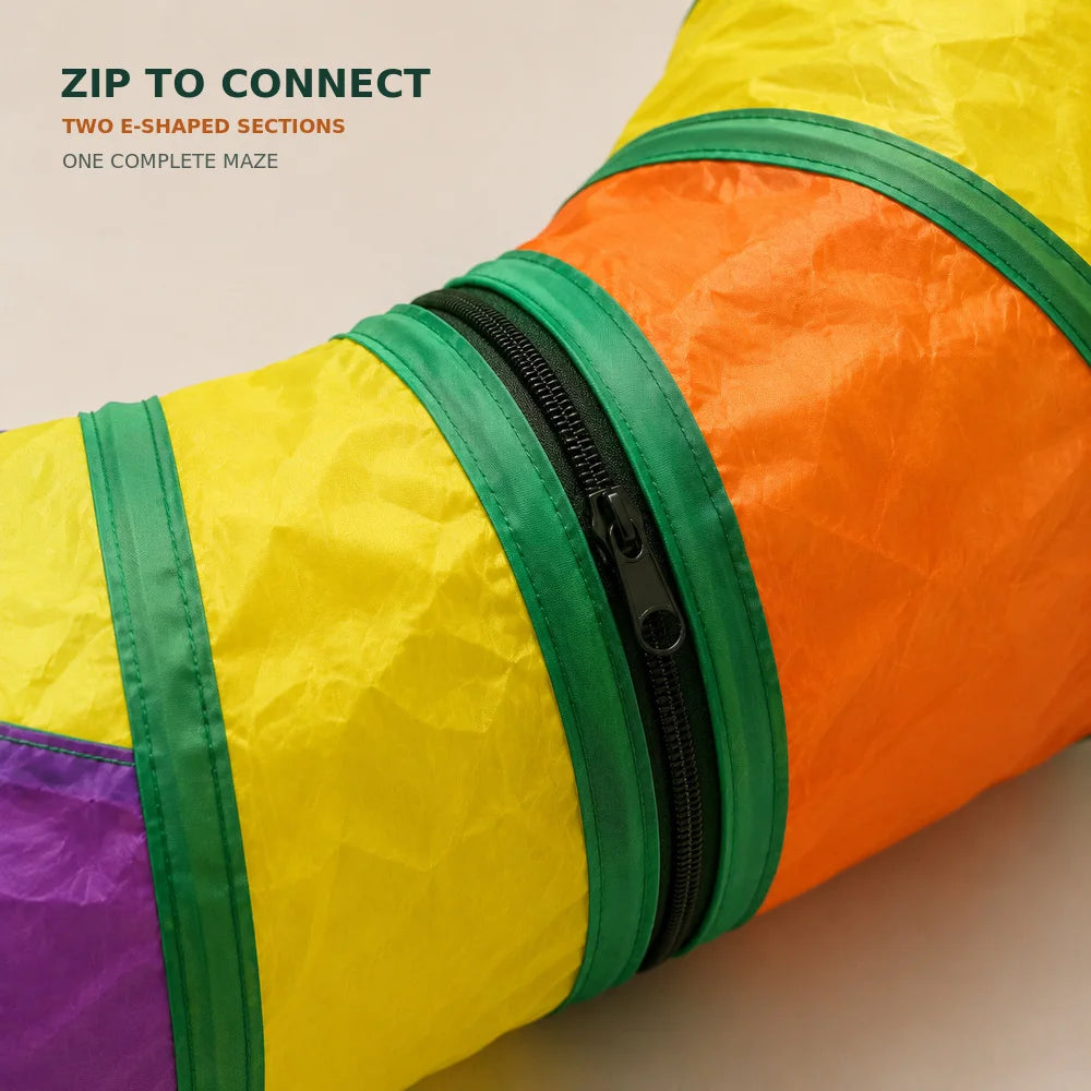 Foldable Cat Tunnel Play Maze For Indoor Kittens Peek Holes