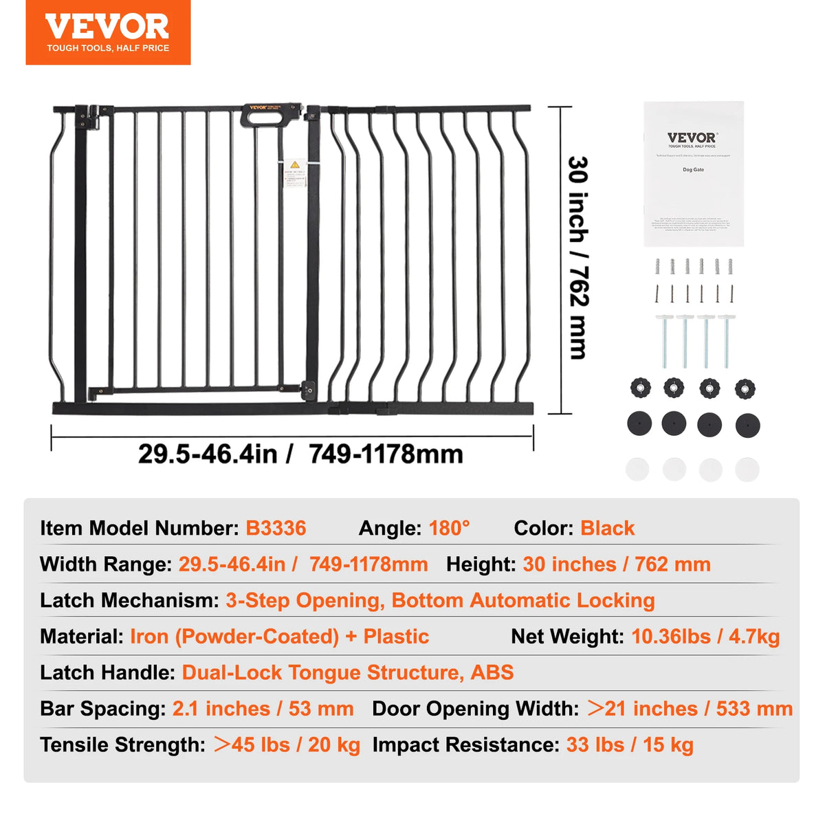 SucceBuy Pressure Mount Walk Through Baby And Pet Safety Gate
