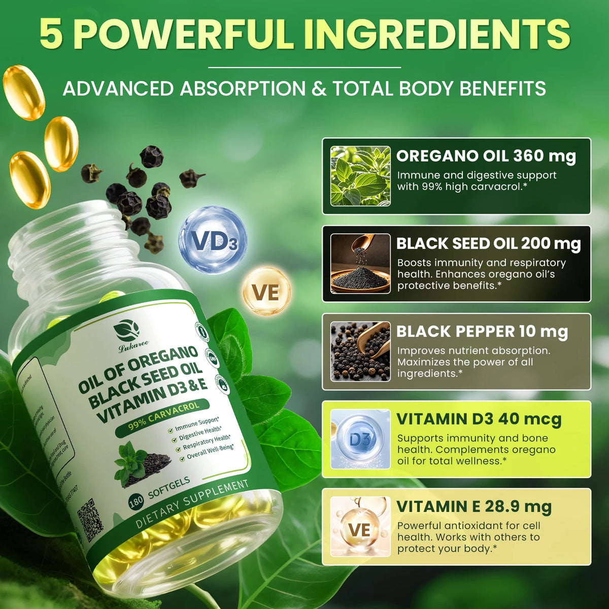 Beworths Organic Oregano Oil Capsules With Black Seed