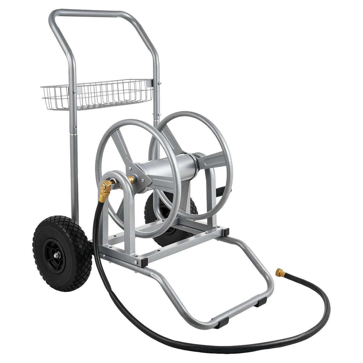SucceBuy High Pressure Water Hose Reel Cart With Storage Basket