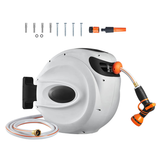 SucceBuy Retractable Hose Reel With Swivel Bracket And Auto Rewind