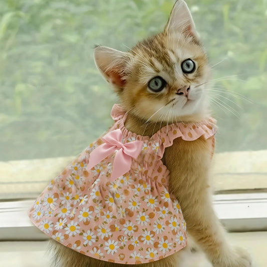 Romantic Floral Pet Dress For Small Dogs And Cats Clothing