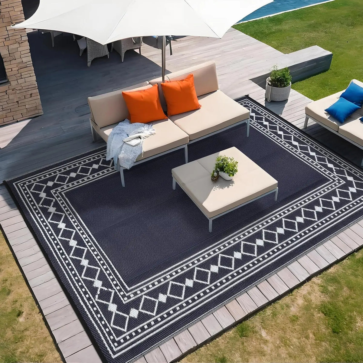 Garvee Washable Waterproof Rug for Indoor and Outdoor Living Spaces
