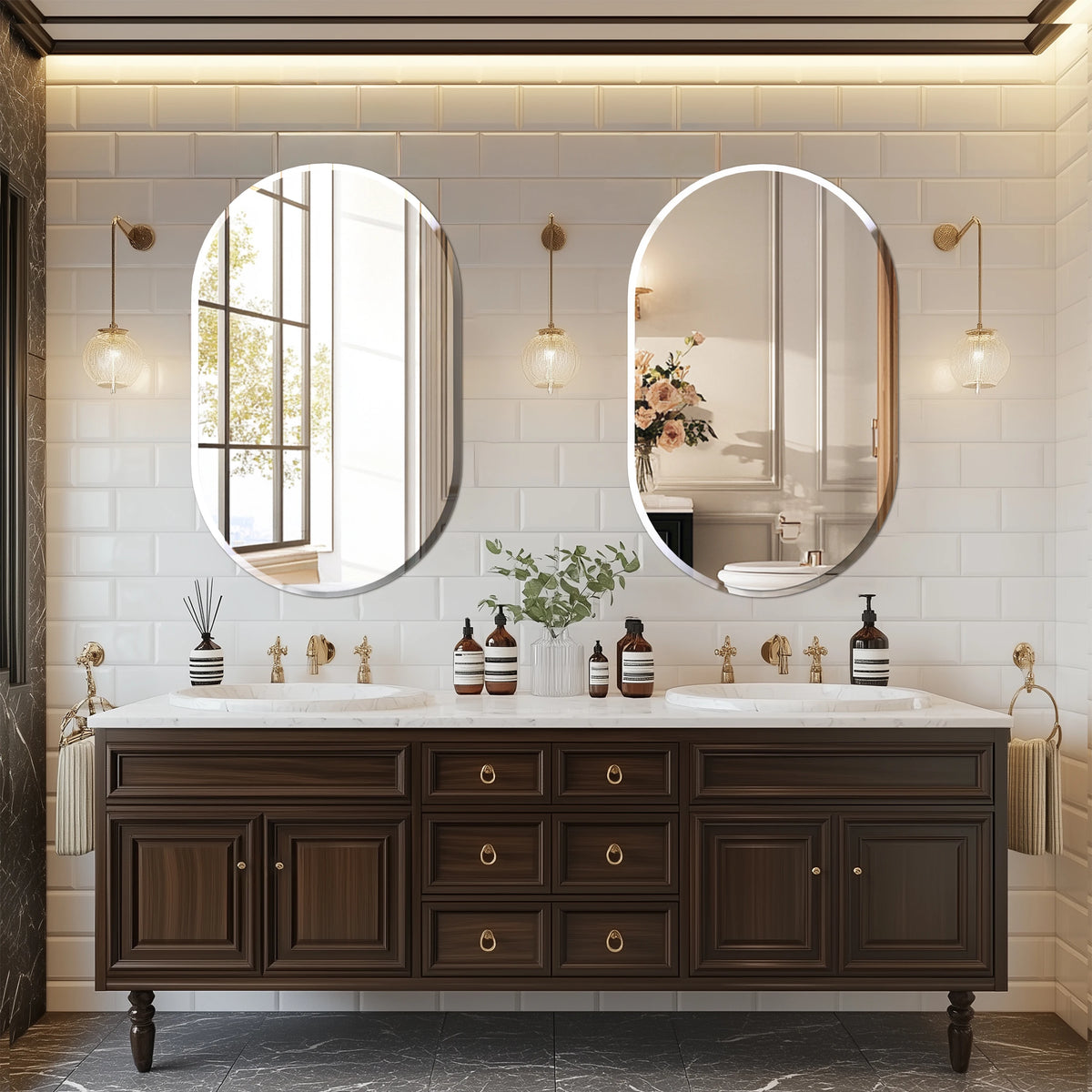 oval bathroom wall mirror beveled edges