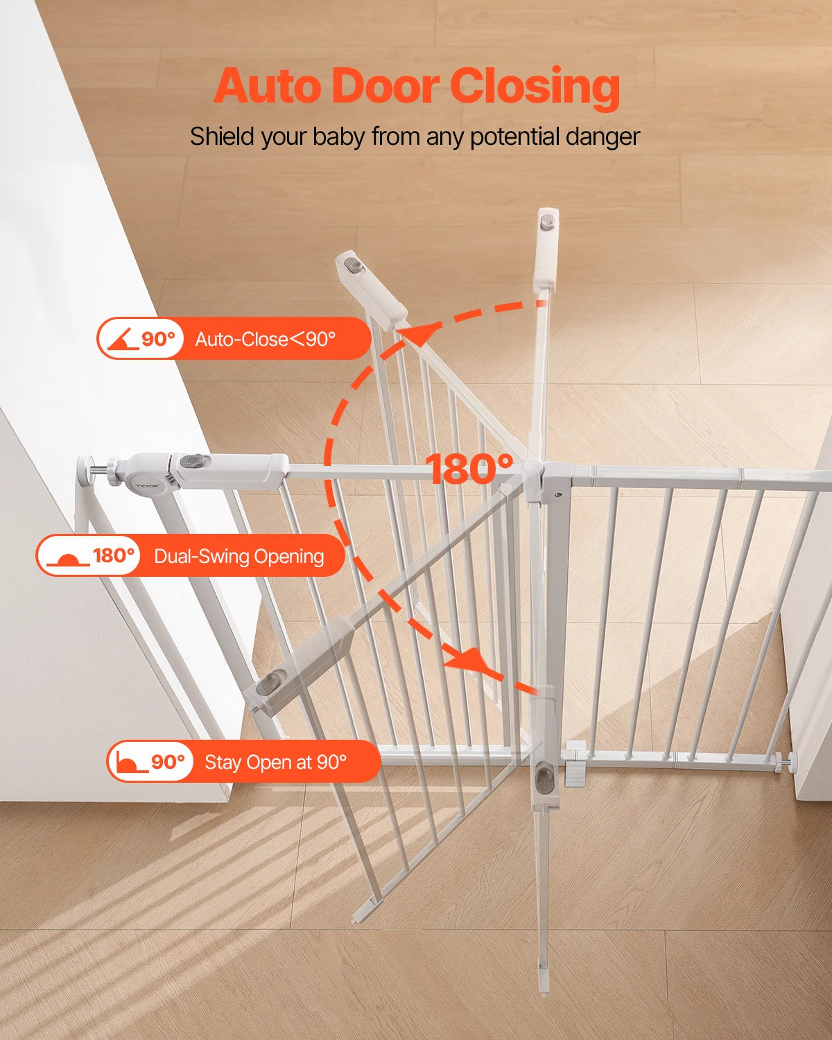 SucceBuy Pressure Mount Walk Through Baby And Pet Safety Gate