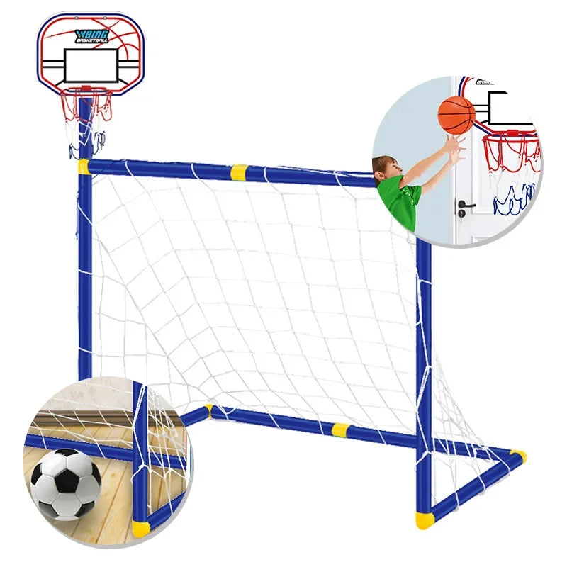 Kmoist Portable Basketball And Football Goal Set For Kids