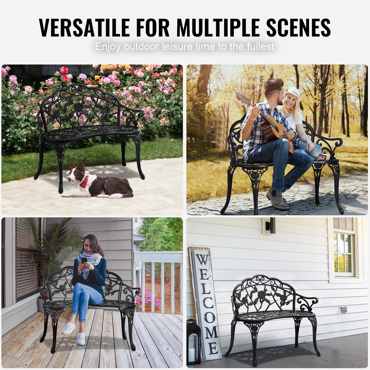 SucceBuy Heavy Duty Wooden Outdoor Garden Bench For Patio