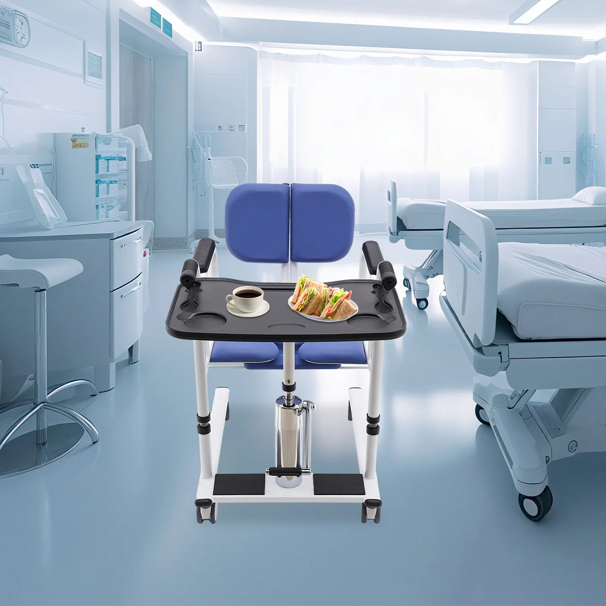 Hydraulic Patient Lift Transfer Chair With Height Adjustable Split Seat