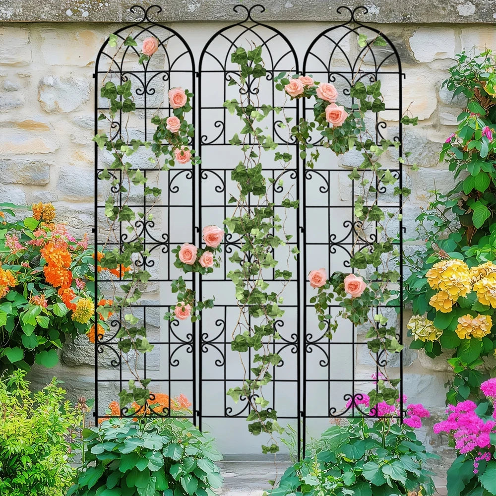 Tall Metal Garden Trellis For Climbing Plants Vines Support Fence