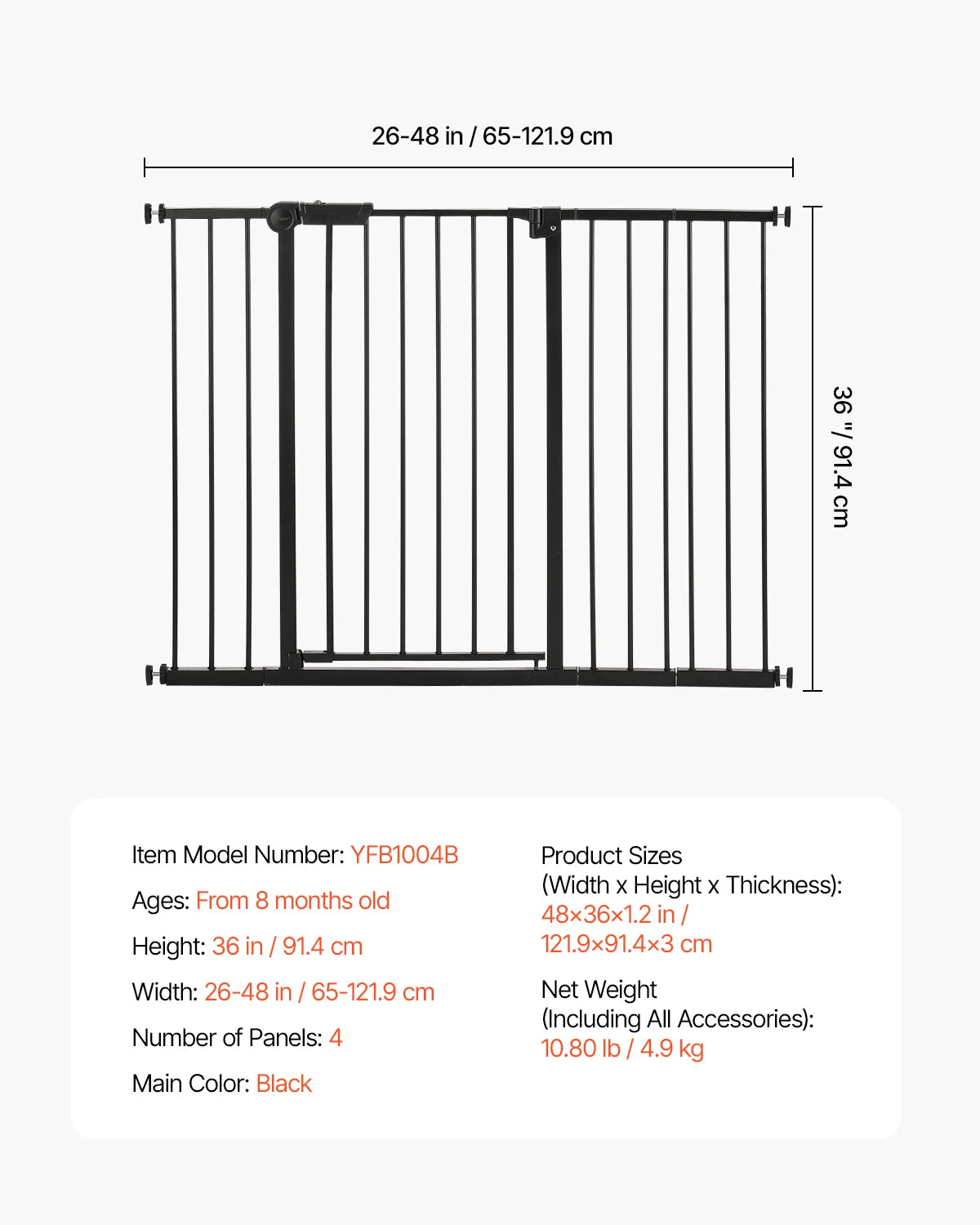SucceBuy Pressure Mount Walk Through Baby And Pet Safety Gate