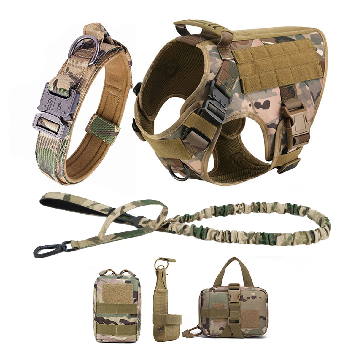 Tactical Nylon Molle Dog Harness Vest With Padded Quick Release