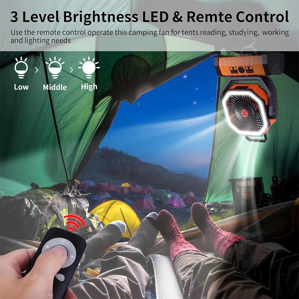 Battery Operated Portable Cooling Fan With Led Light