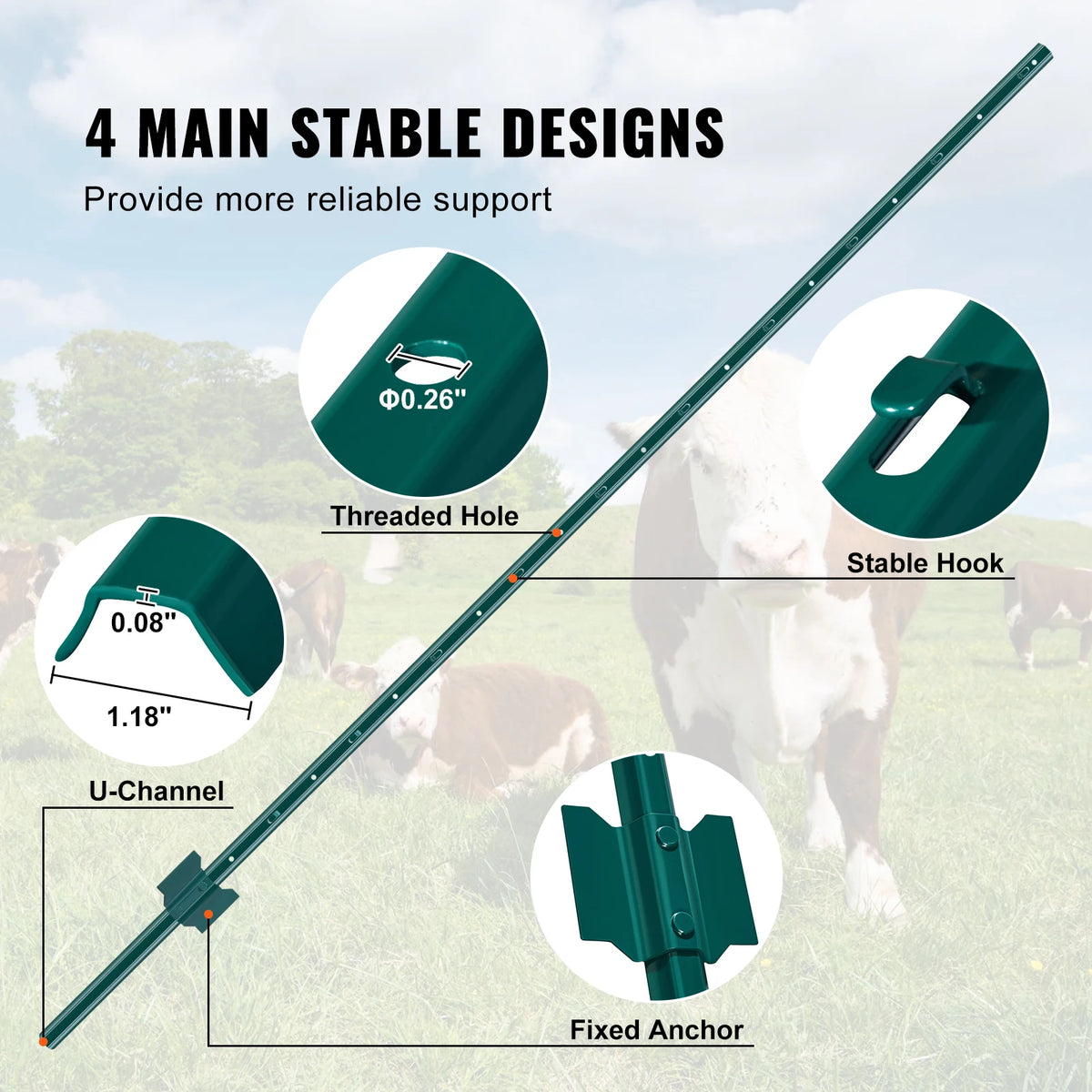SucceBuy Heavy Duty Carbon Steel T Post Fence Stakes