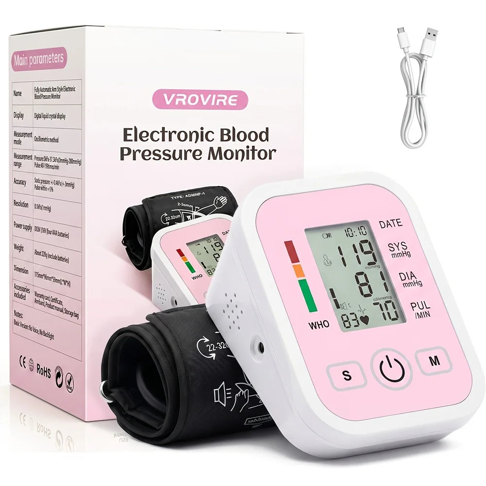 Automatic Upper Arm Blood Pressure Monitor With Voice Alert