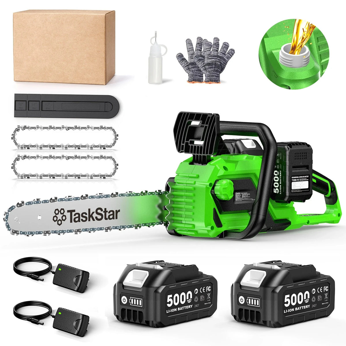 TaskStar Brushless Cordless Chainsaw With Automatic Oiling System