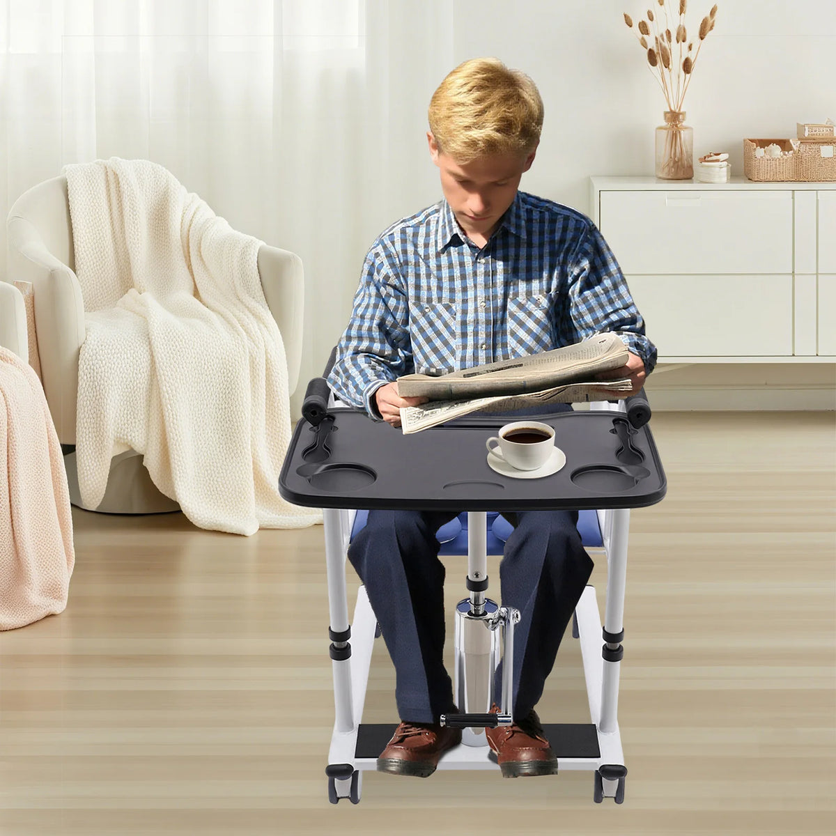 Hydraulic Patient Lift Transfer Chair With Height Adjustable Split Seat