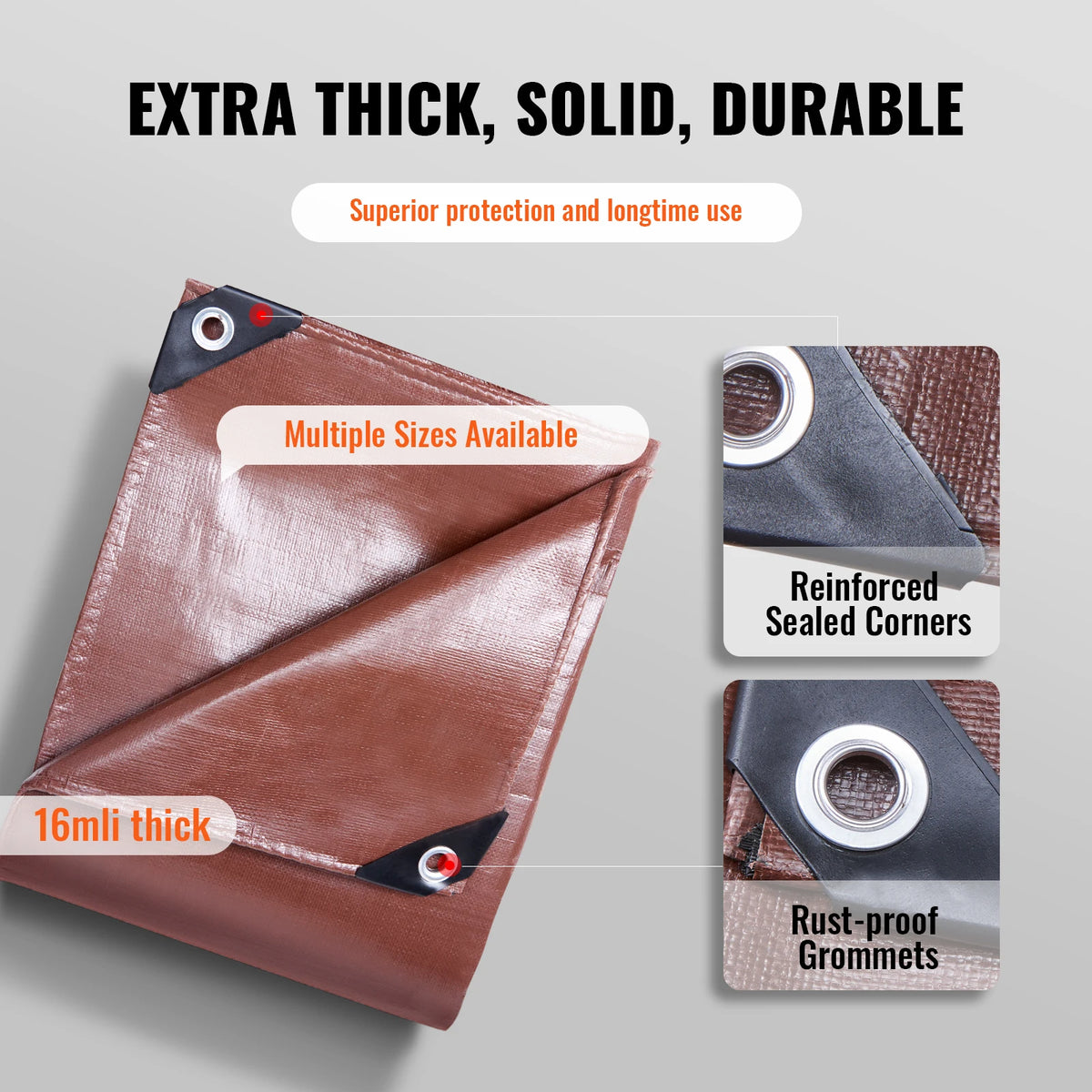 SucceBuy Heavy Duty Waterproof Tarpaulin With Aluminum Grommets